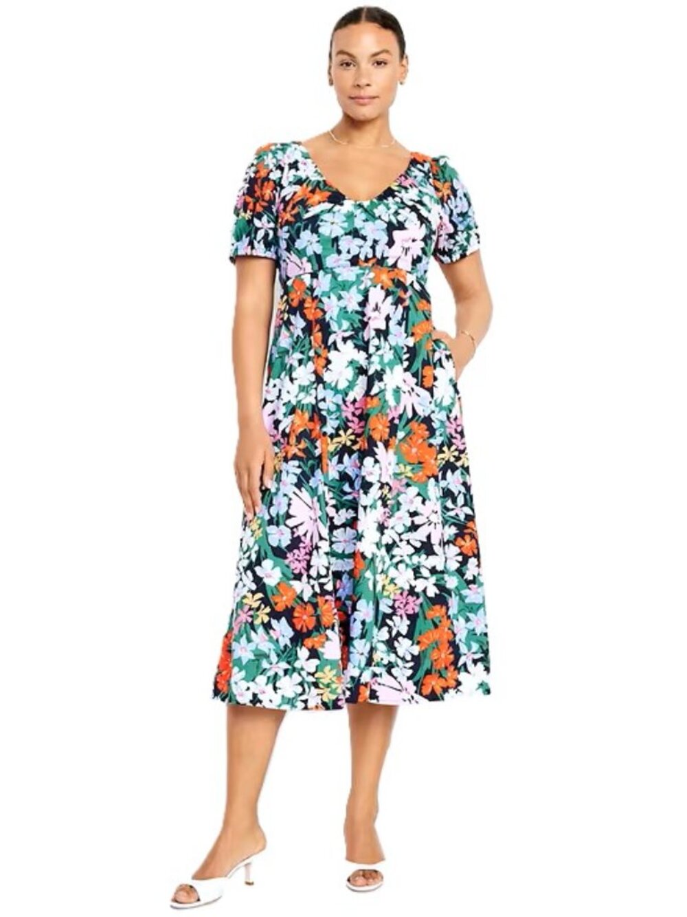 OLD NAVY Puff-Sleeve Midi Swing Dress. Plus Size 4X